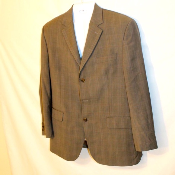 MEN BROWN PLAID MICHAEL KORS BLAZER PANTS SUIT SIZE 42R 100% WOOL ROLLED CUFFS - Picture 12 of 13